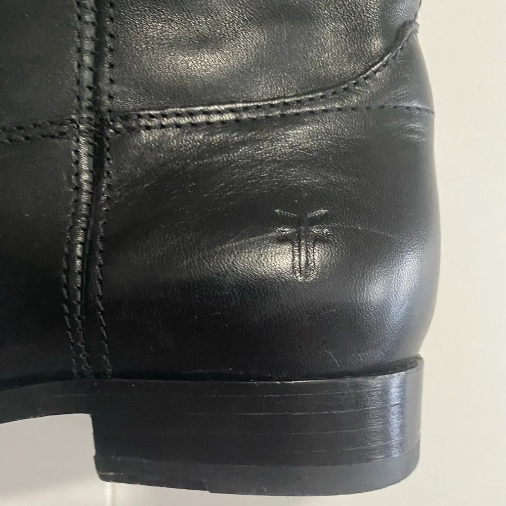 Frye Melissa Size 7.5 Black Knee High Leather Riding Boots Excellent Condition